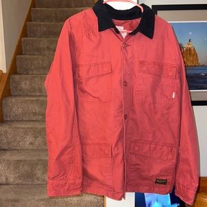 Burton orange rust black ski snowboard jacket button up extra large